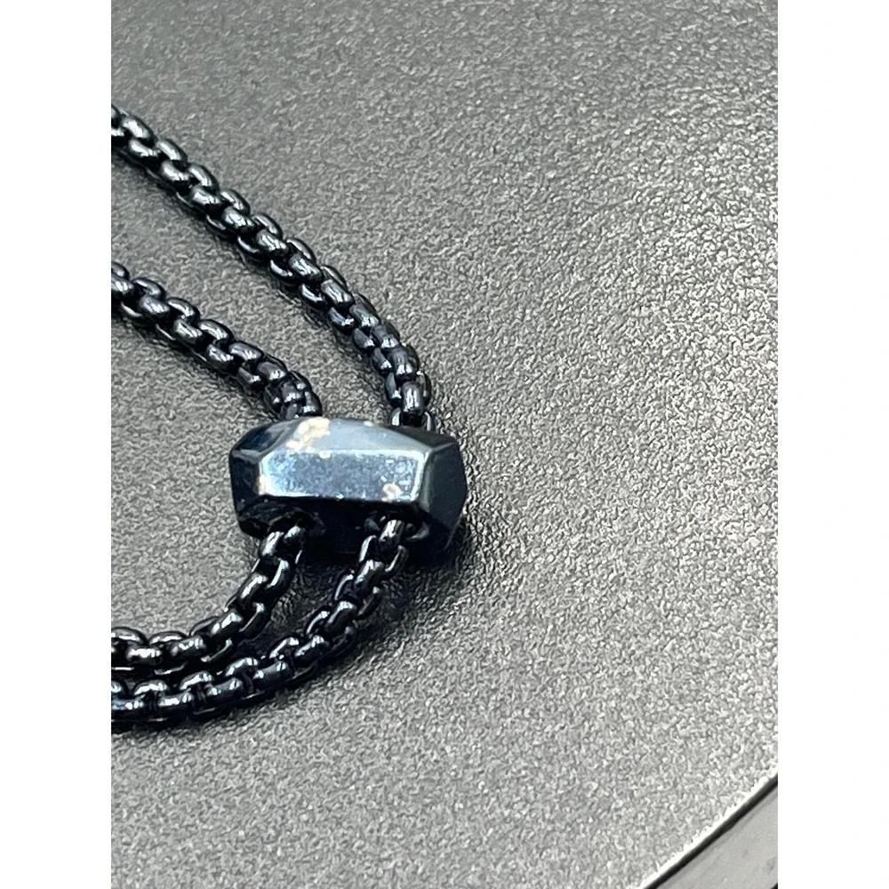 Kendra Scott Navy Gunmetal Daenerys Necklace in Indigo Dichroic Glass Adjustable